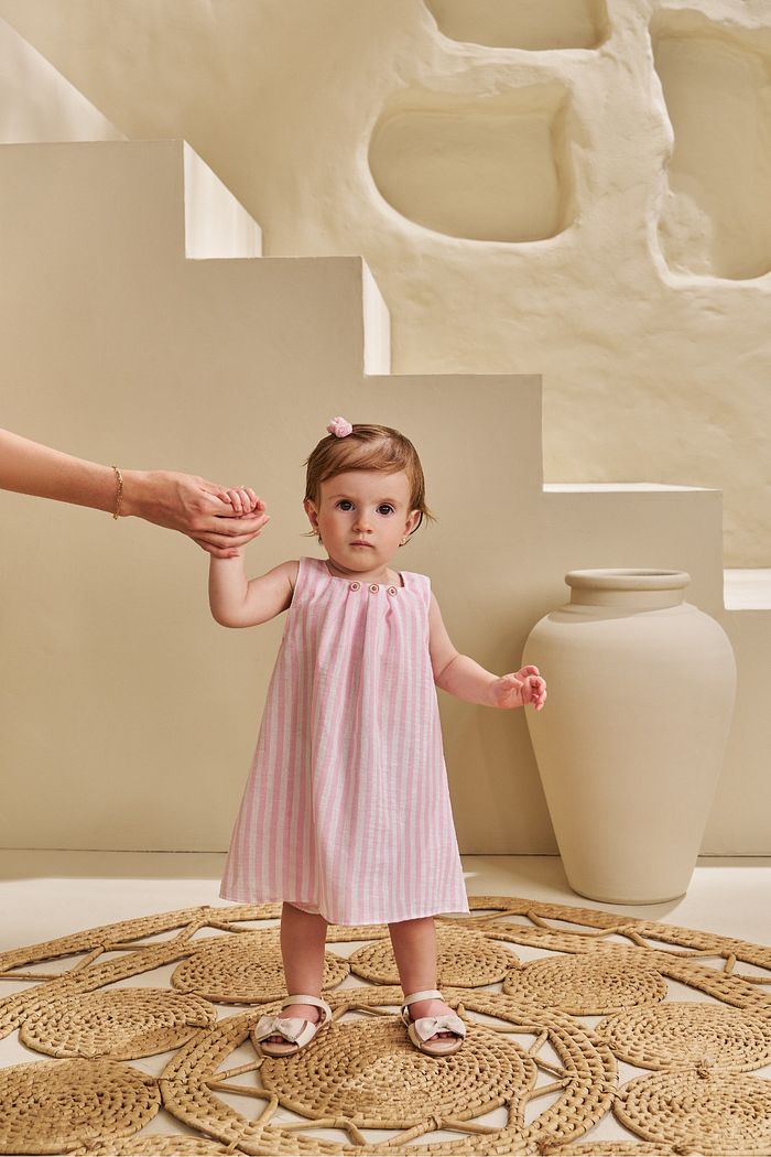 CONJUNTO VESTIDO E CALCINHA SHORTS EM TECIDO TOUCH LISTRADO