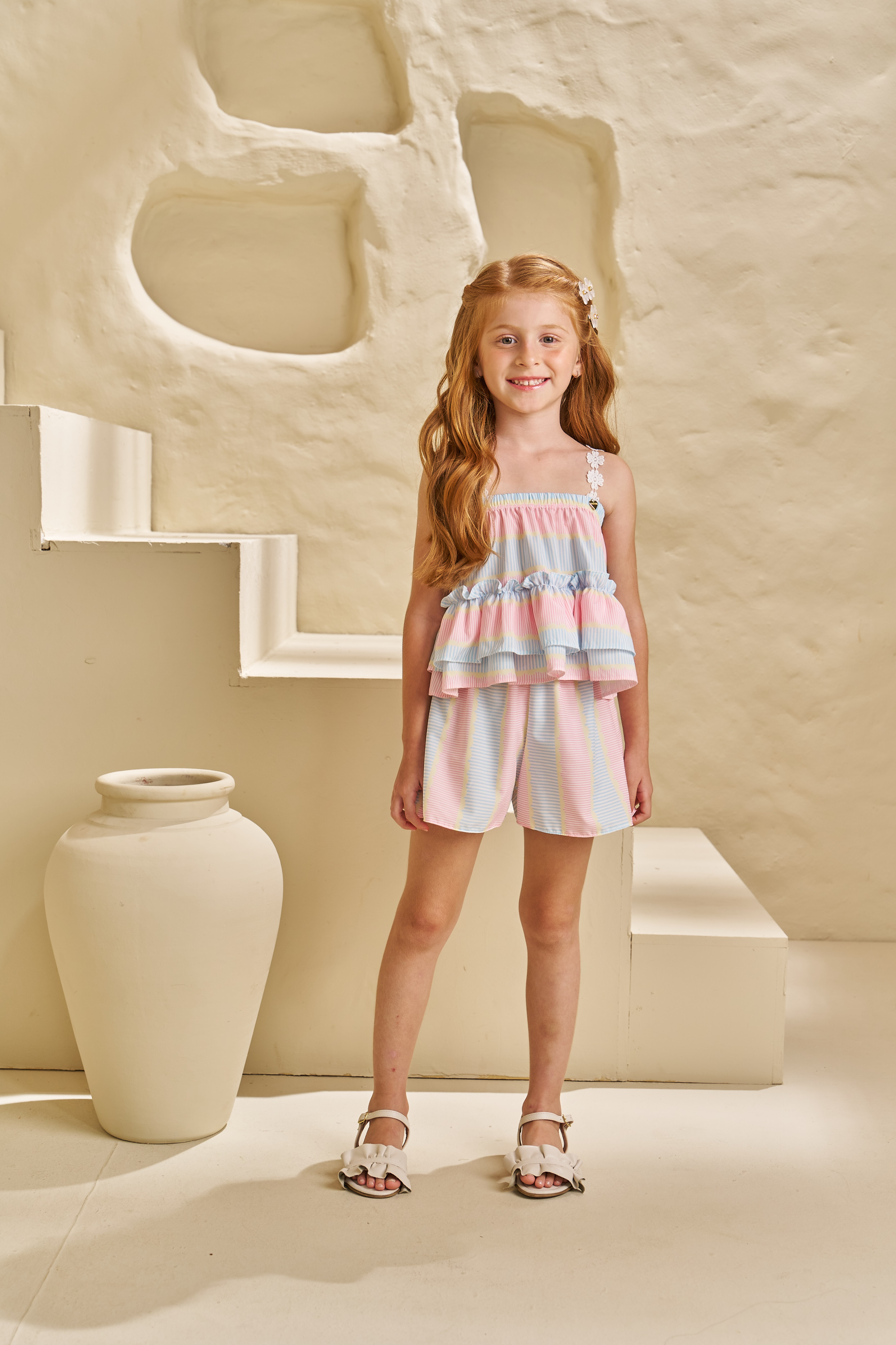 CONJUNTO CROPPED E SHORTS EM OLÍMPIA POSITANO