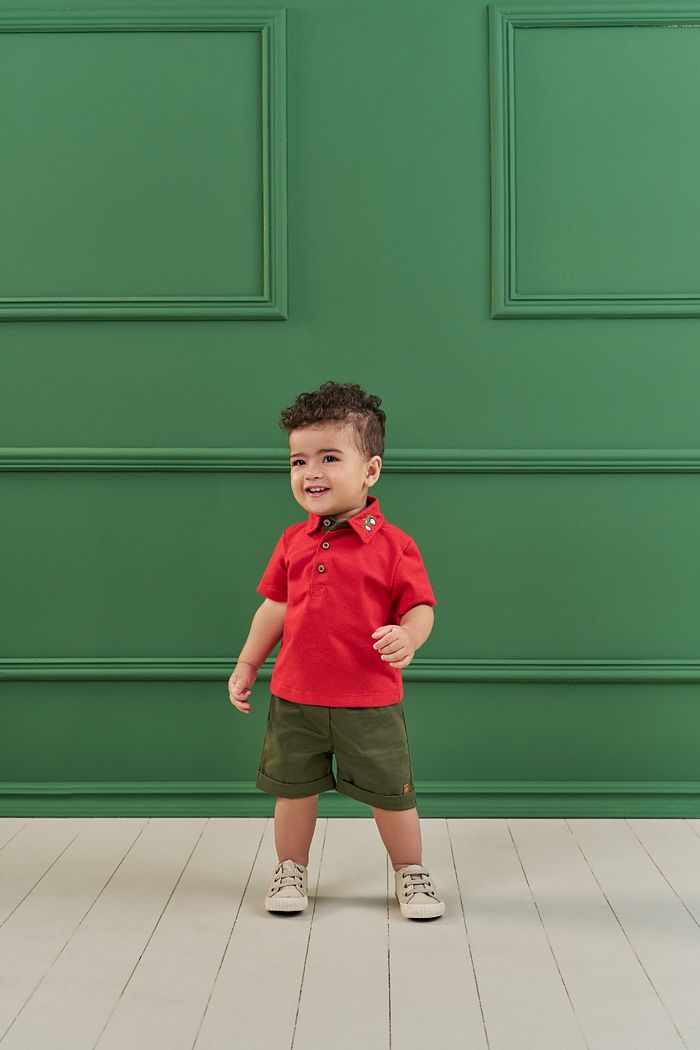 CONJUNTO POLO EM PIQUET E SHORT EM SARJA