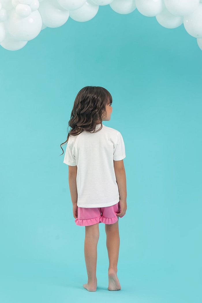 CONJUNTO PIJAMA BLUSA E SHORTS COM BABADO EM MEIA MAHA PV