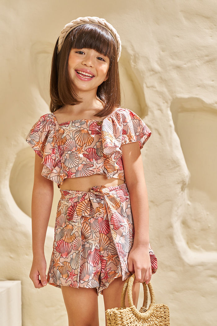 CONJ. CROPPED E SHORTS EM OLÍMPIA JOIA DO MAR