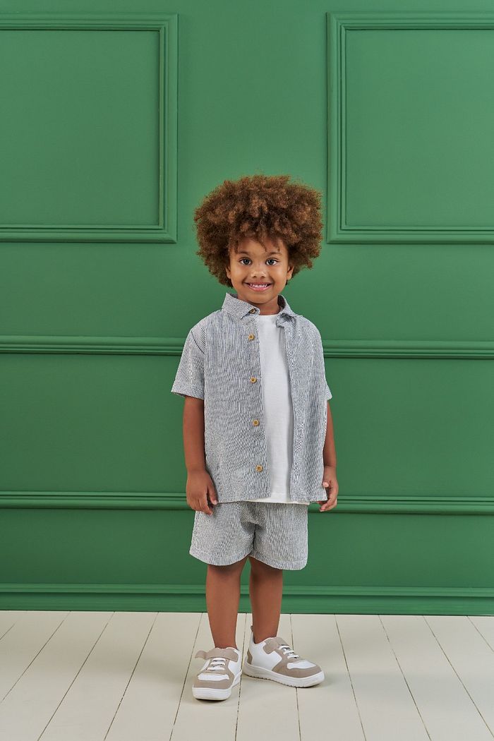 TRIO CAMISA E SHORT EM TECIDO ECO CITRINO E REGATA EM MEIA MALHA