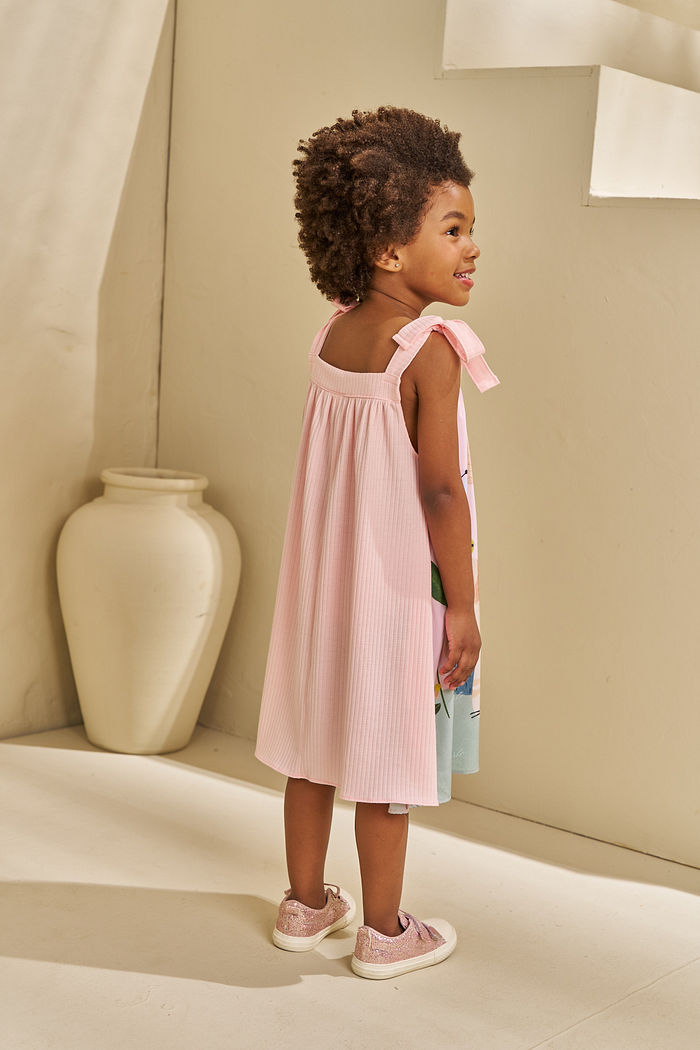 VESTIDO EM OLÍMPIA E MALHA CREPADA