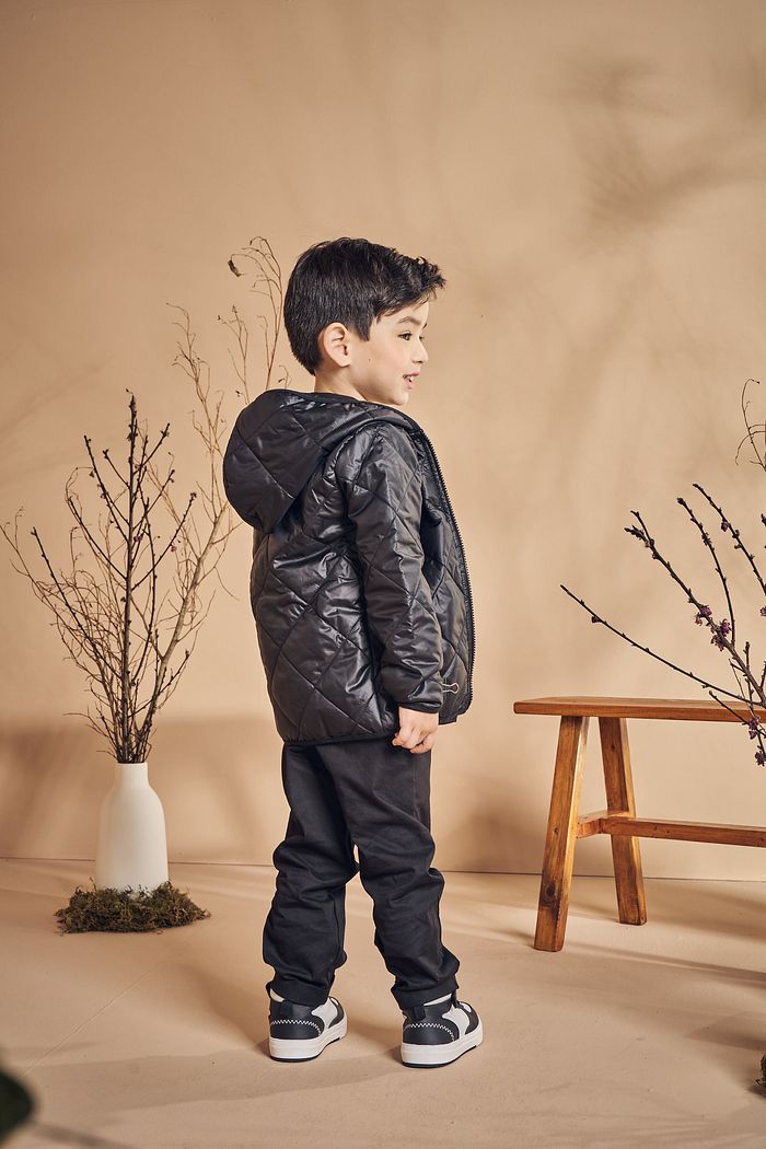 JAQUETA PUFFER LOSANGO COM CAPUZ