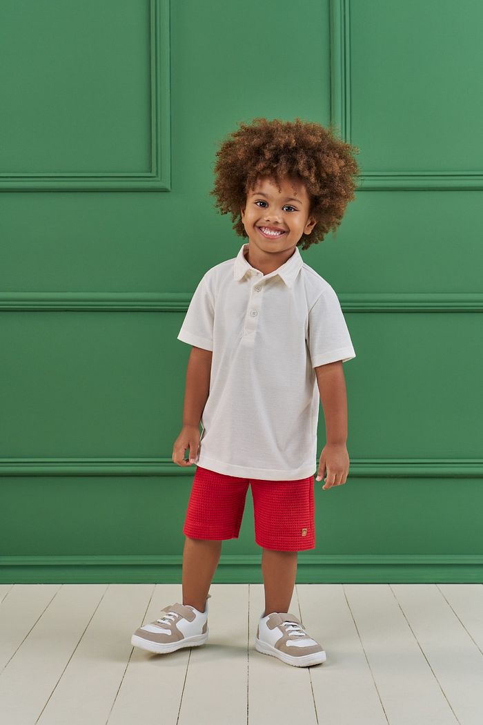 CONJUNTO POLO EM PIQUET E SHORT EM MALHA WAFFLE