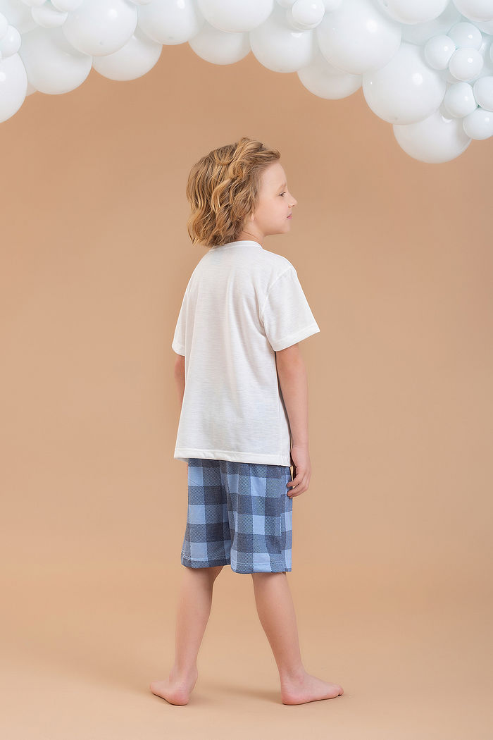 CONJUNTO PIJAMA CAMISETA EM MEIA MALHA PV E SHORTS EM MEIA MALHA PV XADREZ