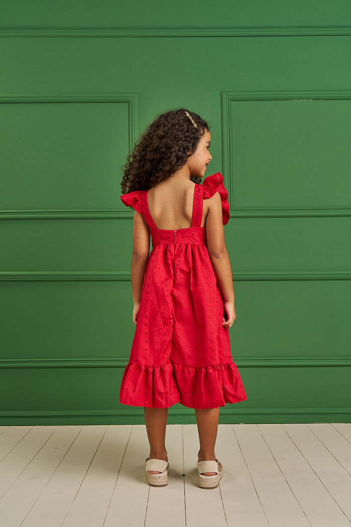 VESTIDO MIDI EM TECIDO BORDADO