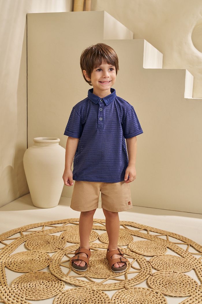 CONJUNTO POLO EM MALHA FRESH E SHORT EM SARJA