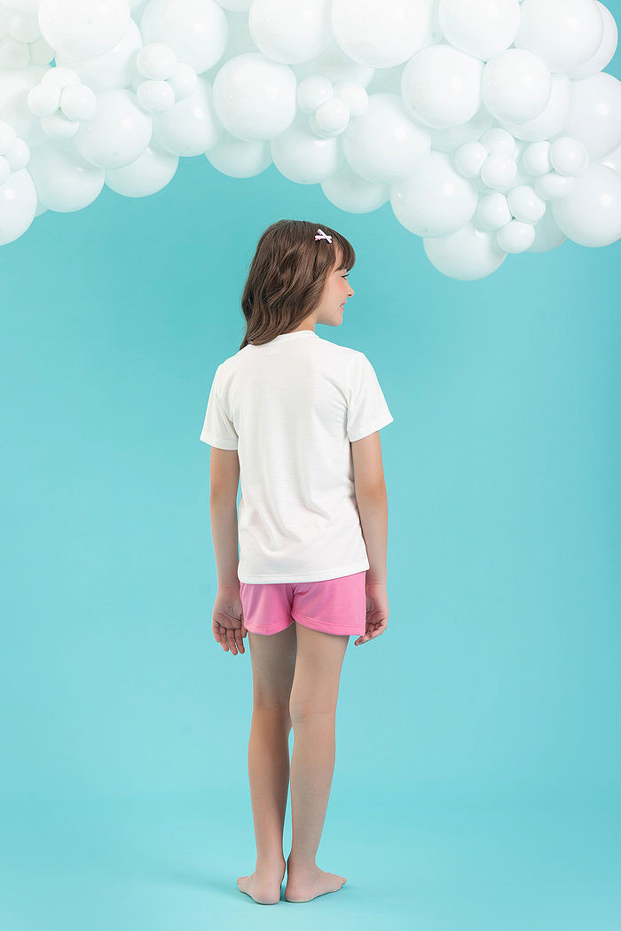 CONJUNTO PIJAMA BLUSA SHORTS BASIC EM MEIA MALHA PV