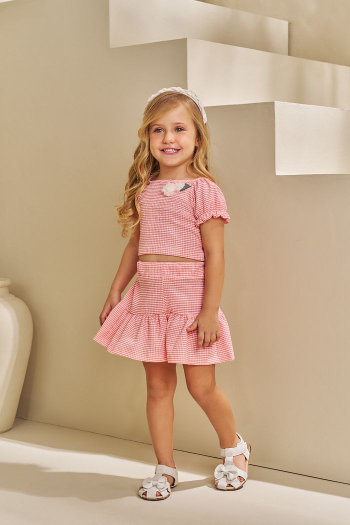 CONJUNTO CROPPED E SHORTS EM MALHA MARRAKESH VICHY