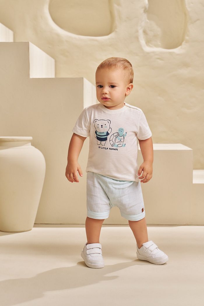 CONJUNTO T-SHIRT EM FLAMÊ E SHORT EM GAZE HEAVY