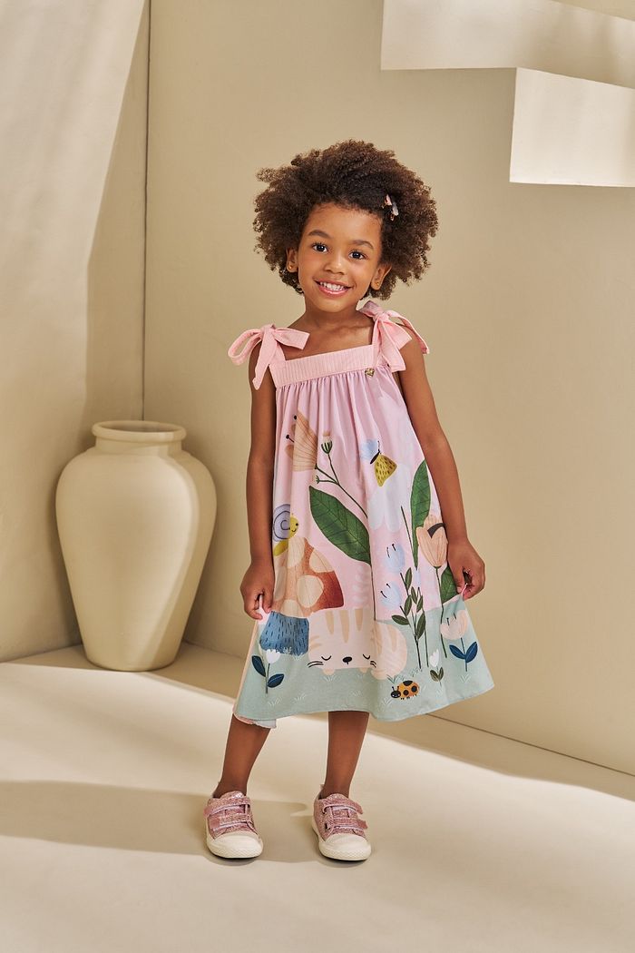 VESTIDO EM OLÍMPIA E MALHA CREPADA