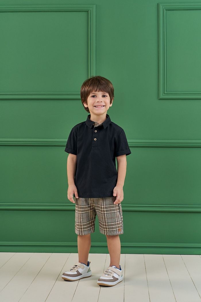 CONJUNTO POLO EM PIQUET E SHORT EM TECIDO ALFAIATARIA ENGLAND