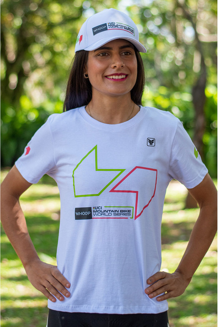 CAMISETA CASUAL FEMININA BRANCA UCI MTB WORLD SERIES