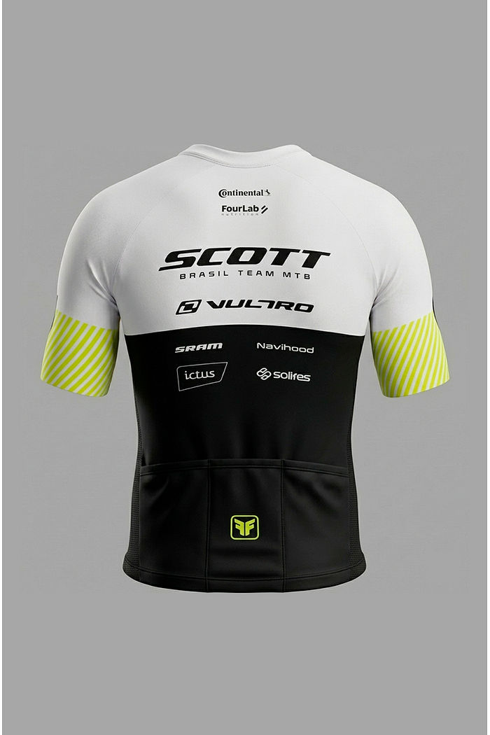 CAMISA AERO FEMININA EQUIPE SCOTT BRANCO/PRETO