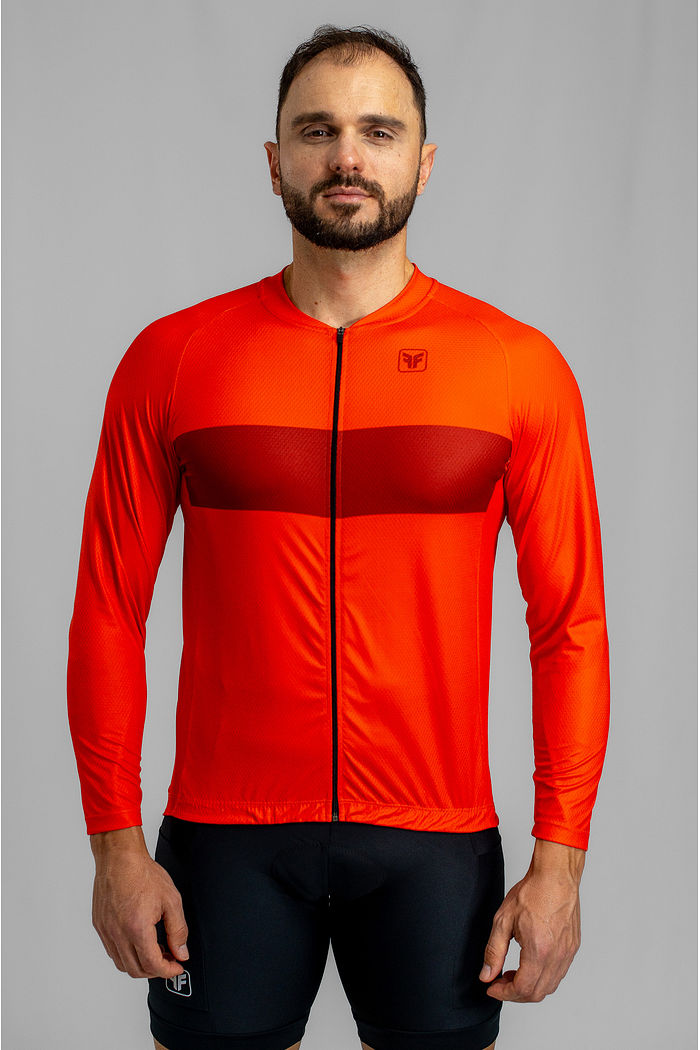 CAMISA DE CICLISMO MASCULINA BASIC MANGA LONGA DAMASCO