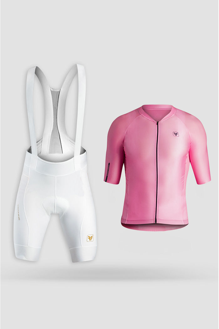 Conjunto de Ciclismo Masculino Training Bretelle Branco e Camisa Bloom