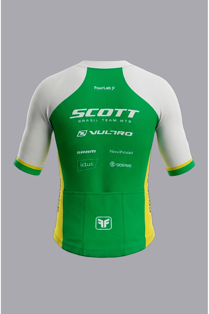 CAMISA AERO MASCULINA EQUIPE SCOTT BRANCO/AMARELO