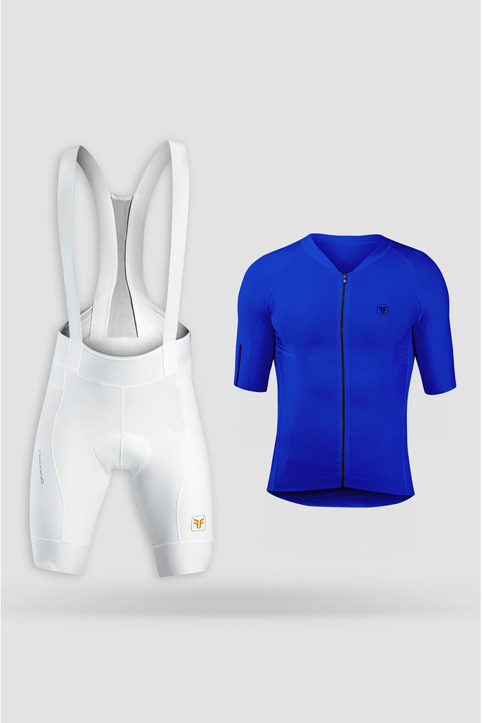 Conjunto de Ciclismo Masculino Training Bretelle Branco e Camisa Azure