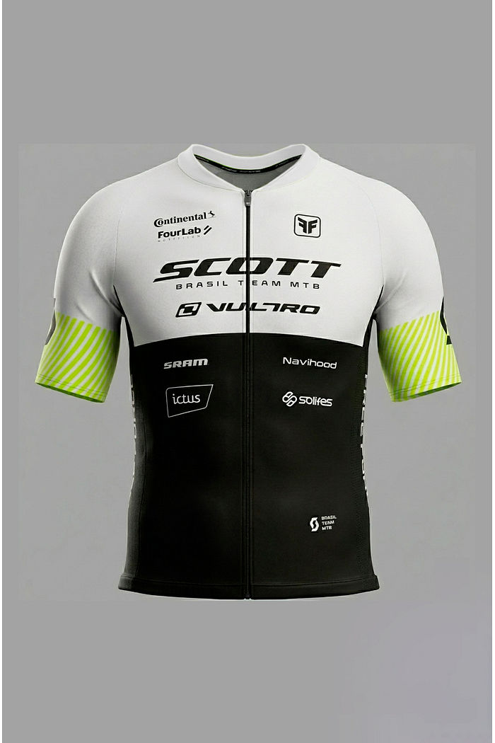 CAMISA AERO FEMININA EQUIPE SCOTT BRANCO/PRETO