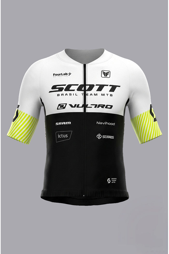 CAMISA AERO FEMININA EQUIPE SCOTT BRANCO/PRETO