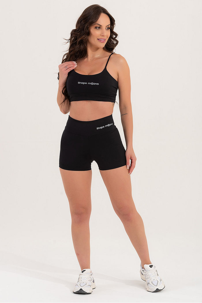 Conjunto Feminino Fitness Básico Shorts e Top - Preto