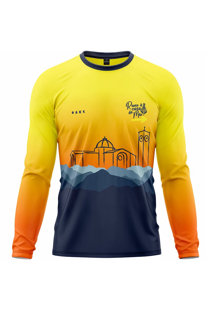 Camiseta Peregrino A Fé Sobe Montanhas - Amarela