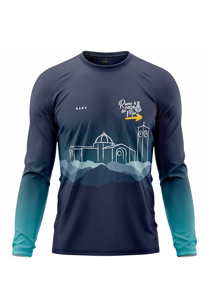 Camiseta Peregrino A Fé Sobe Montanhas - Azul