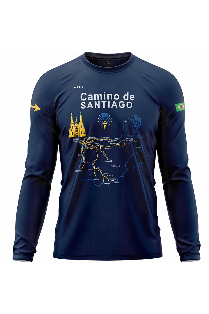 Camiseta Peregrino Santiago Compostela - Buen Camino Azul