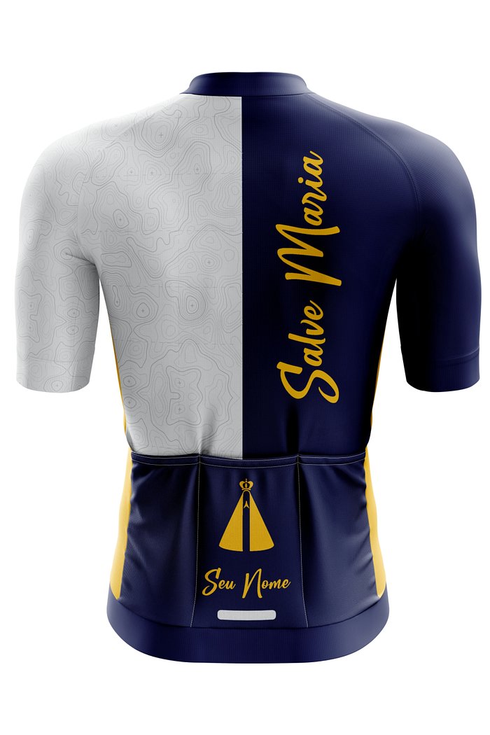 Camisa Ciclismo PRO - Salve Maria - Azul e Cinza