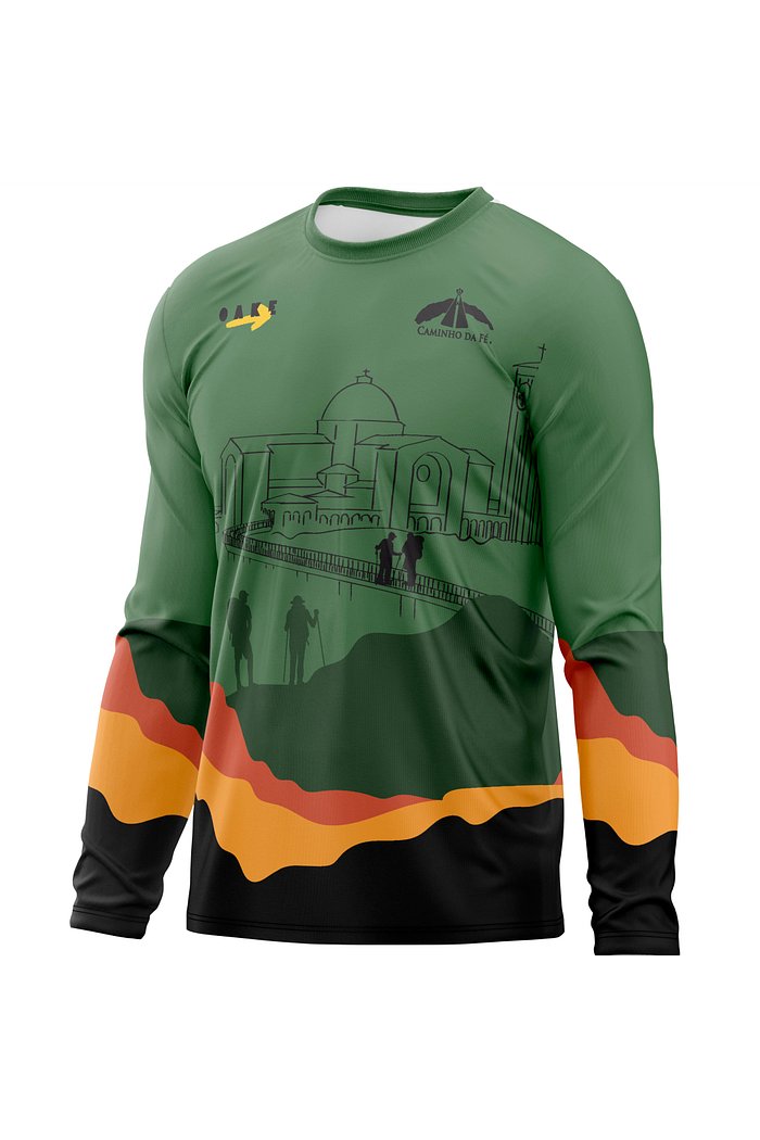 camiseta para peregrinos que vão percorrer o caminho da fé na cor verde iamgem lateral
