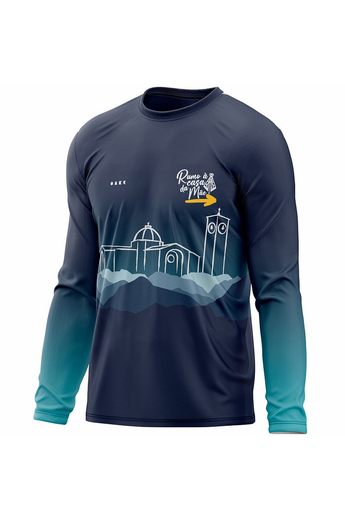 Camiseta Peregrino A Fé Sobe Montanhas - Azul