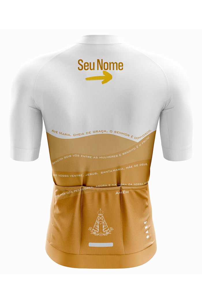 Camisa Ciclismo PRO Orações - Ave Maria Branca e Dourada (2026)