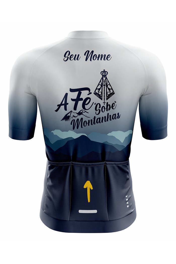 Camisa Ciclismo PRO - A Fé Sob Montanhas - Cinza