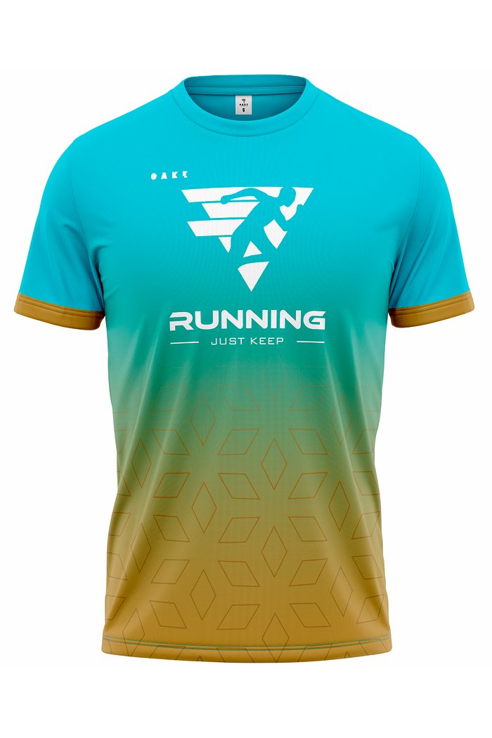 Camiseta de Corrida Modelo Run - Azul e Dourada