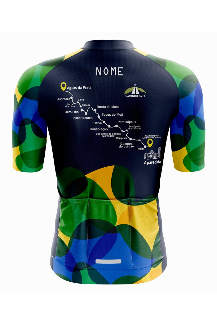 Camisa de Ciclismo com tema aquarela brasil parte traseira para peregrinos caminho da fé 