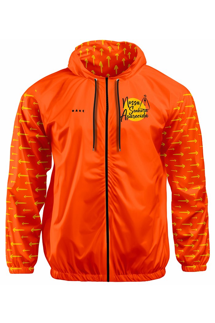 Corta Vento com Capuz Setas Amarelas - Laranja