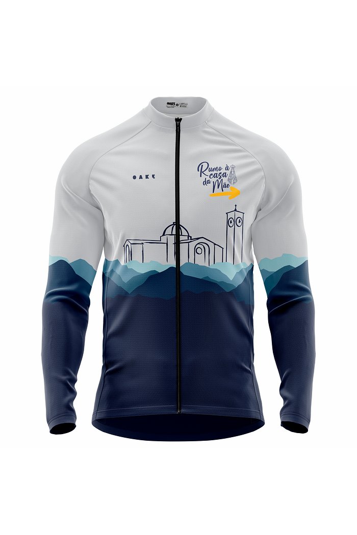 Camisa Ciclismo A Fé Sobe Montanhas - Cinza