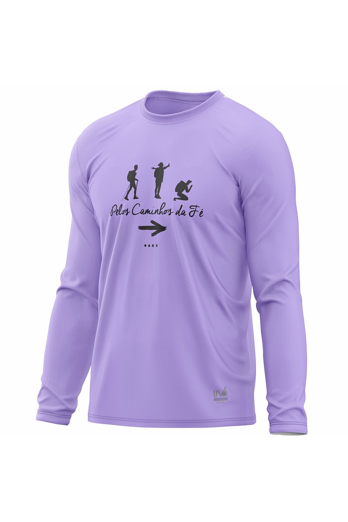 Camiseta Peregrino Manga Longa Poliamida Pelos Caminhos da Fé - Lilás