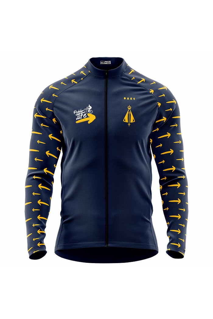 Camisa Ciclismo Pedalar com Fé Eu Vou - Azul Escuro