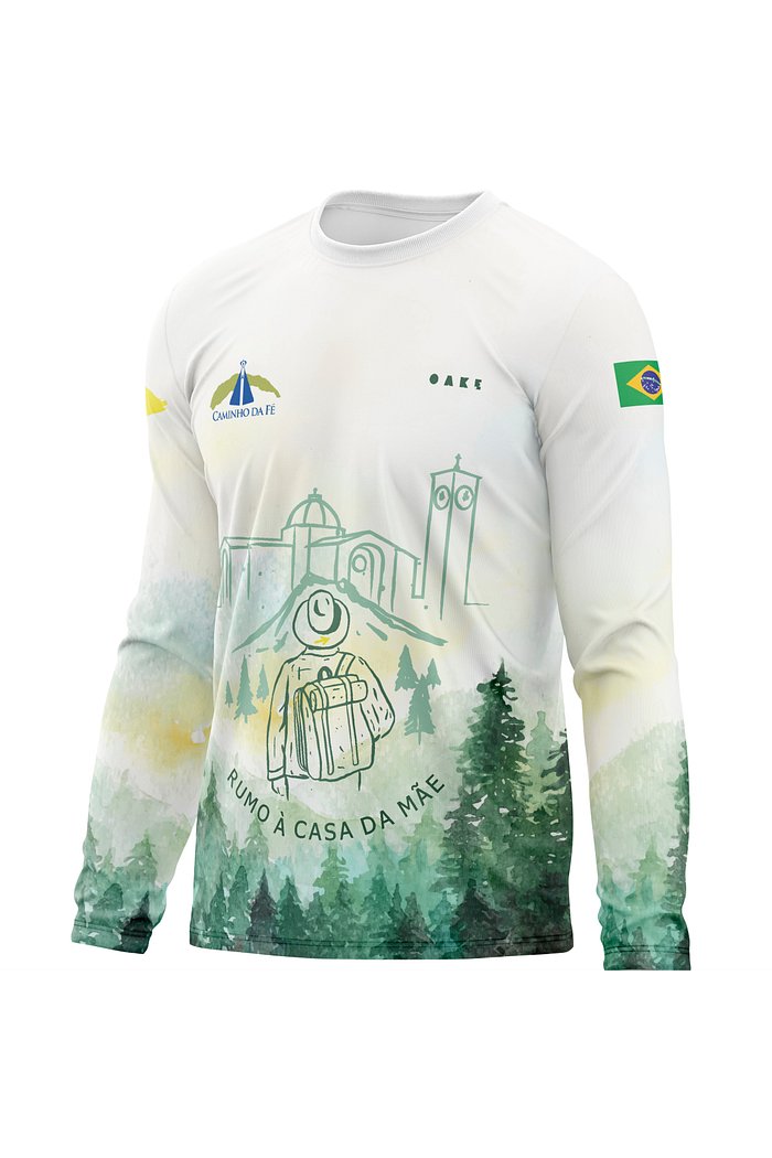 camiseta destinada para peregrinos que vão percorrer o caminho da fé imagem frontal com logo 