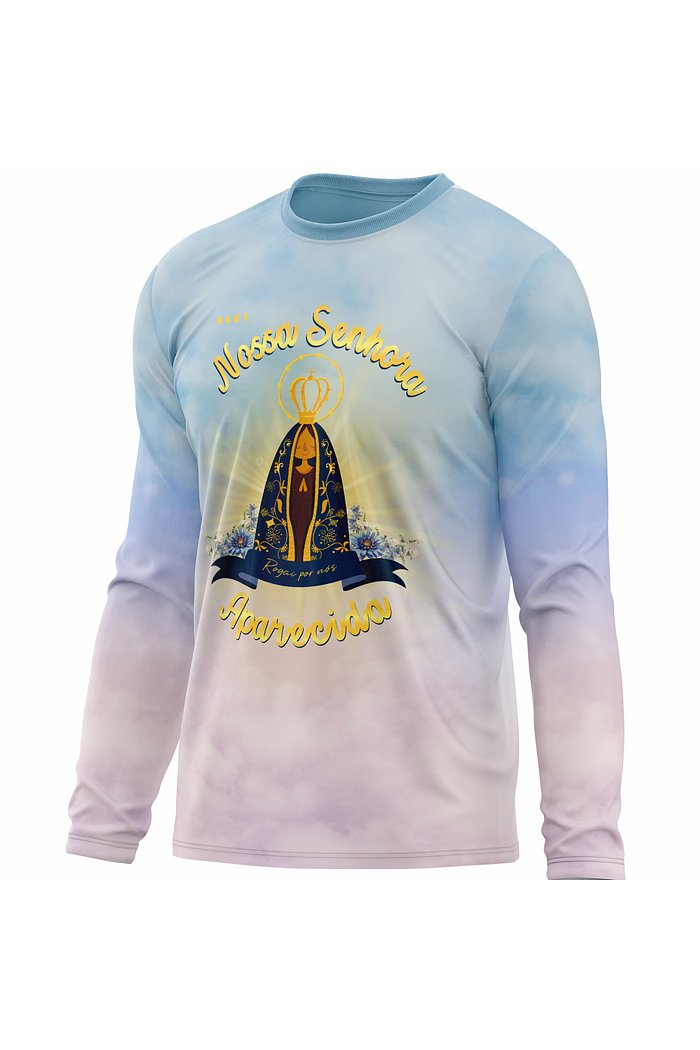 Camiseta Peregrino Padroeira - Azul e Rosa