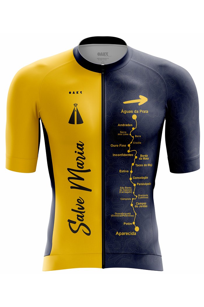Camisa Ciclismo PRO - Salve Maria - Amarela e Azul