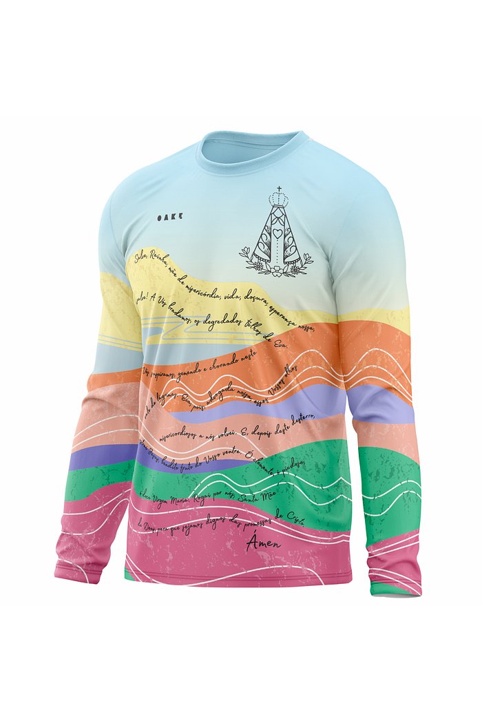 Camiseta Peregrino Orações Salve Rainha - Azul