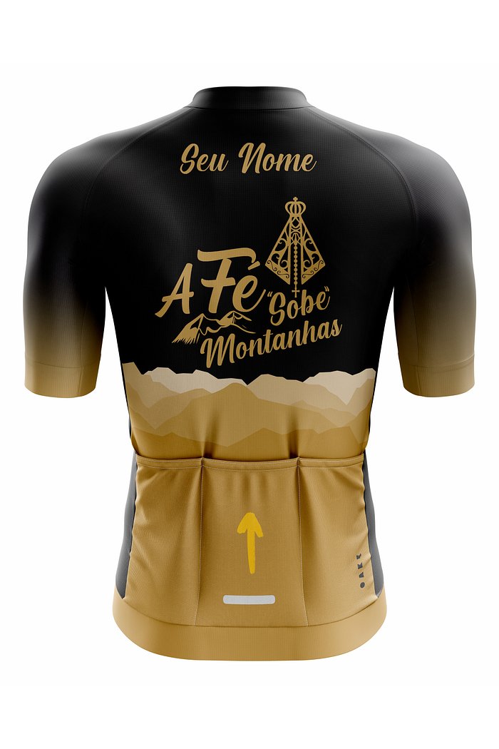 Camisa Ciclismo PRO - A Fé Sob Montanhas - Preta