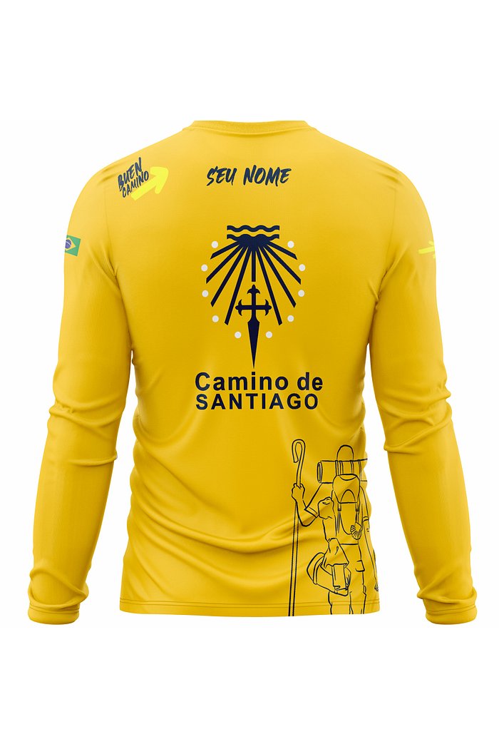 Camiseta Peregrino Santiago Compostela - Buen Camino Amarela