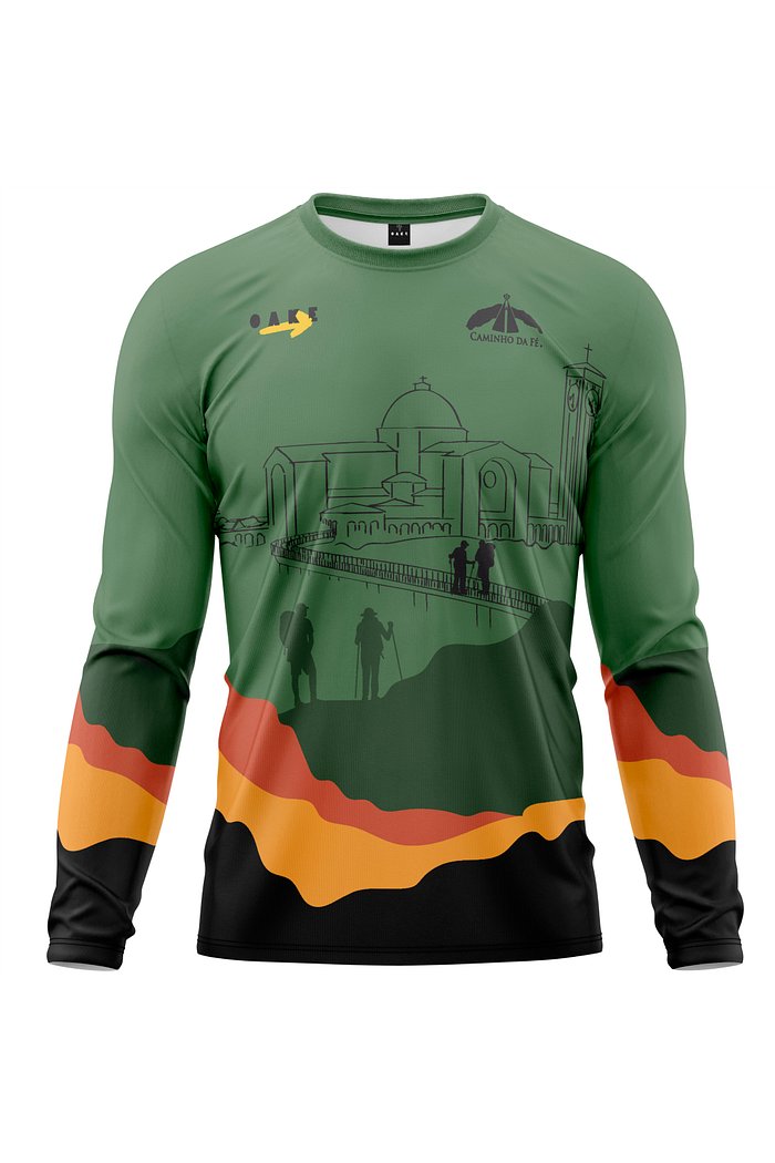 camiseta para peregrinos que vão percorrer o caminho da fé na cor verde iamgem frontal 
