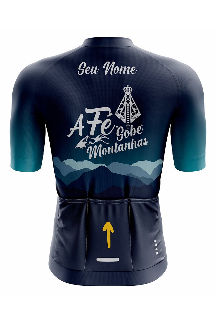 Camisa Ciclismo PRO - A Fé Sob Montanhas - Azul