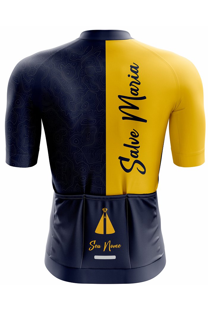 Camisa Ciclismo PRO - Salve Maria - Amarela e Azul