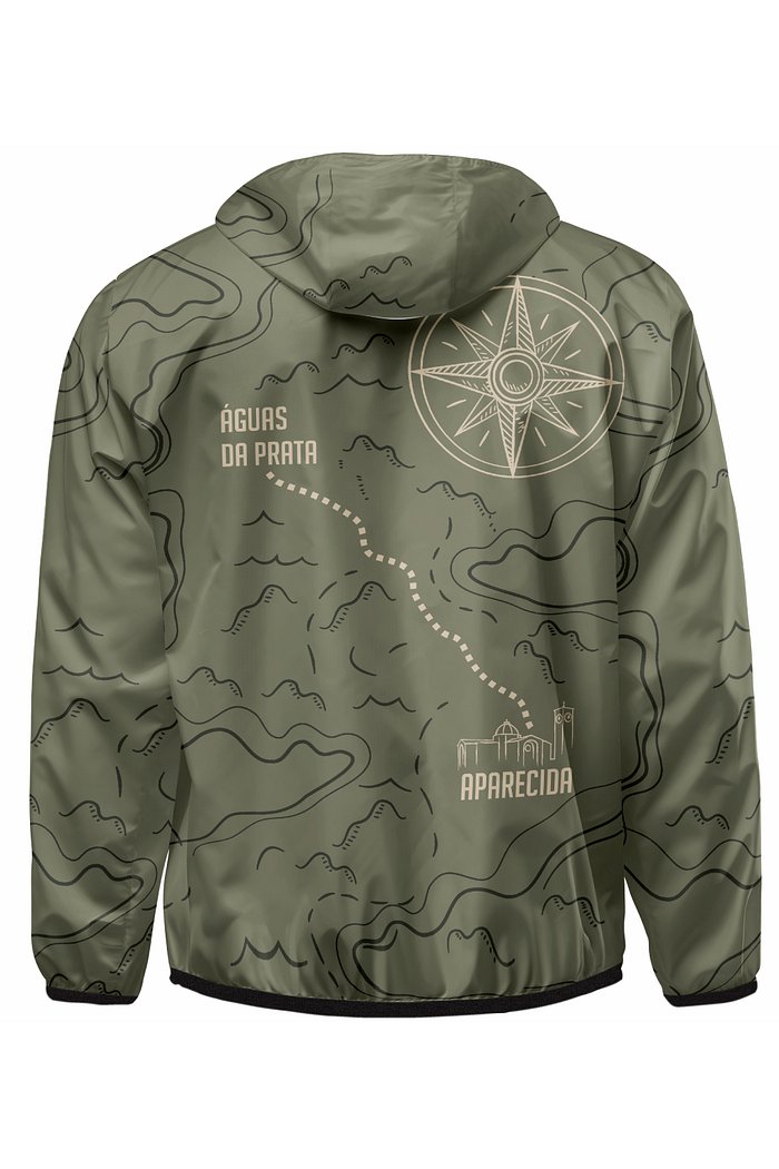Corta Vento com Capuz Rosa dos Ventos - Verde Oliva